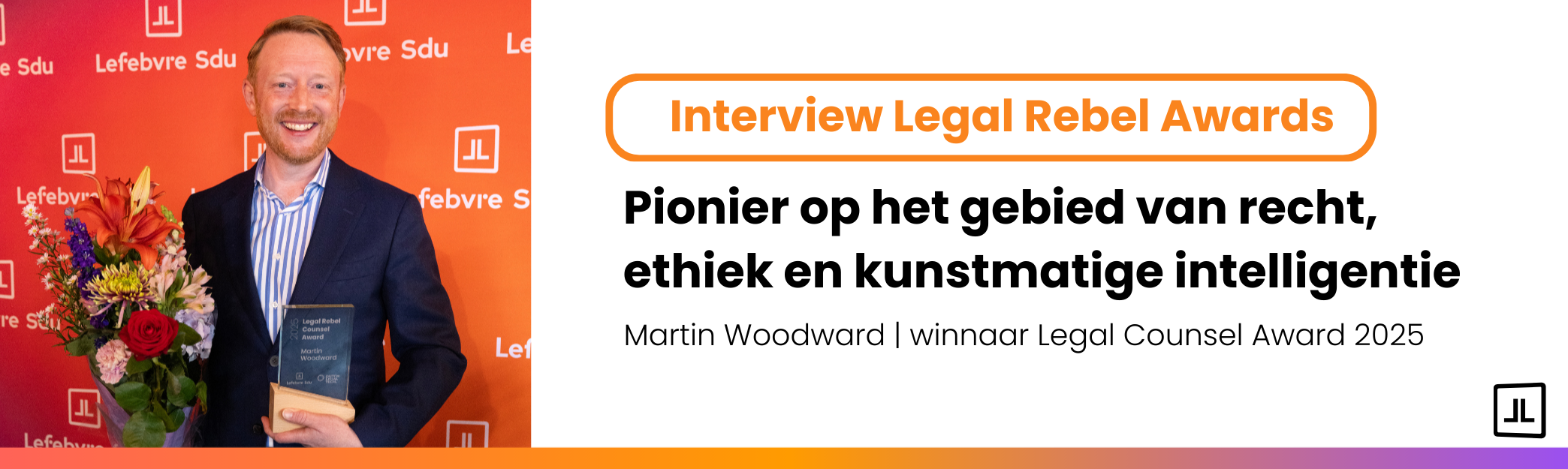 Maak kennis met Martin Woodward, winnaar van de Legal Rebel Counsel Award van Lefebvre Sdu. Een echte pionier op het gebied van recht, ethiek en kunstmatige intelligentie!