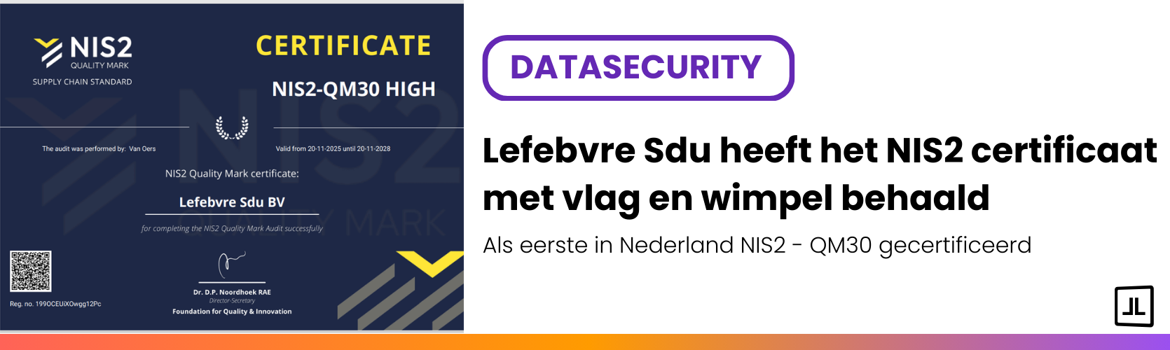 Certificaat NIS2 QM30 voor Lefebvre Sdu