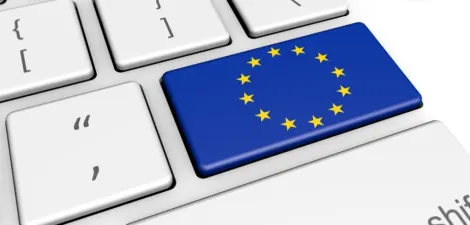 Visual van EU knop op een toetsenbord