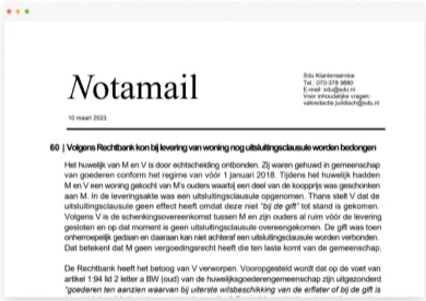 Screenshot van notamail nieuwsbrief van Sdu