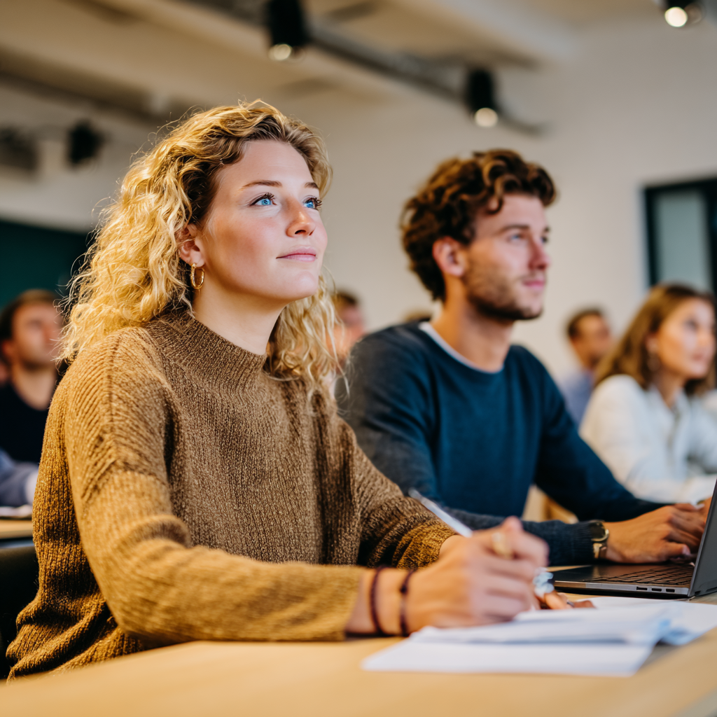 Cursisten volgen aandachtig een training en maken aantekeningen tijdens een bijeenkomst.