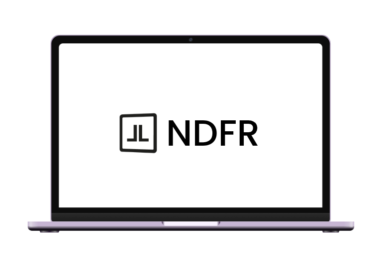 Laptop met het logo van NDFR
