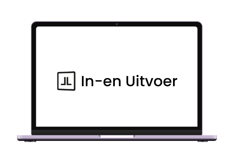 Laptop met het logo van In- en uitvoer