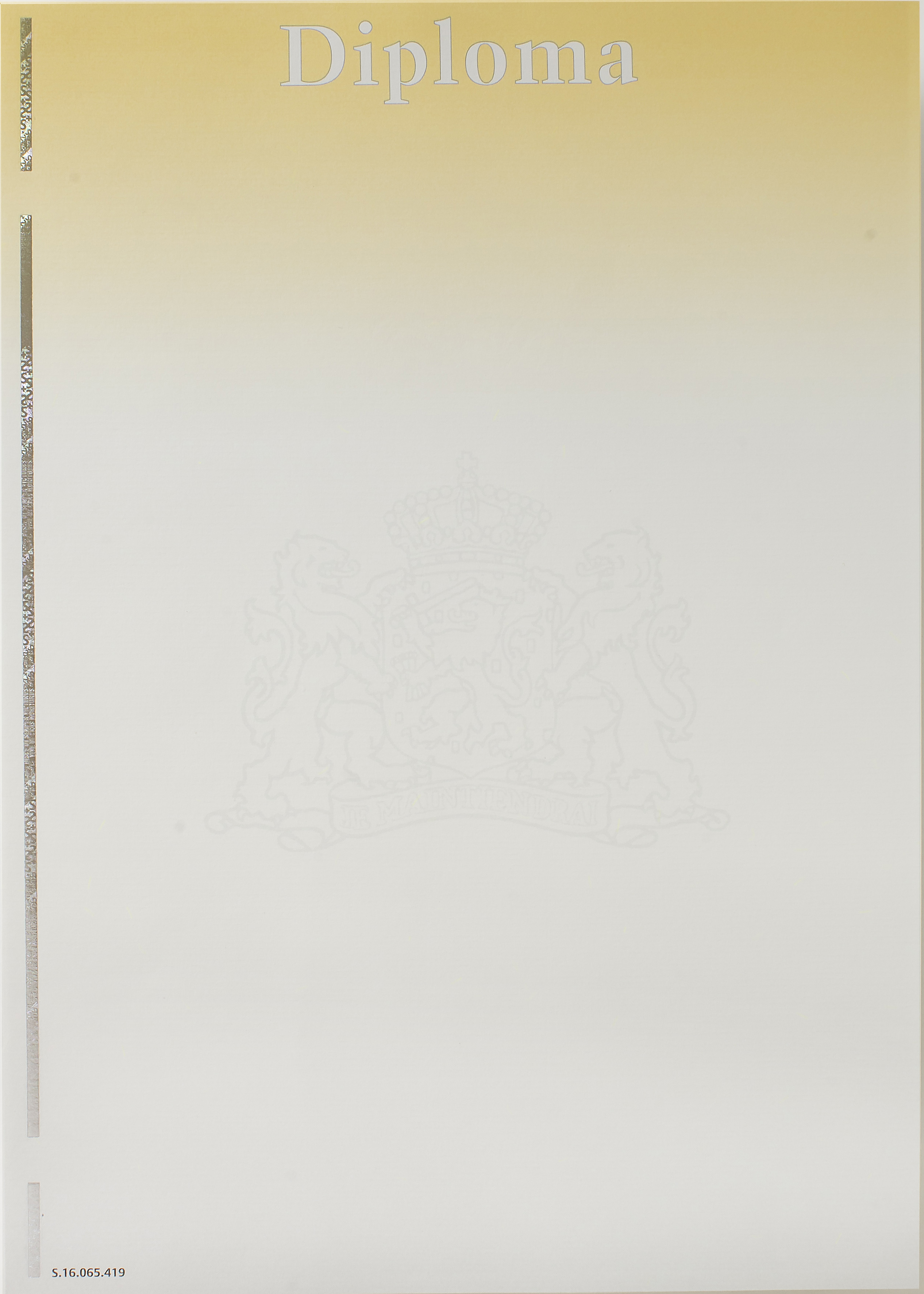 Beveiligd waardedocument met kleine tekst 'diploma' bovenaan, 120gr, geel/grijs, (pak à 100)