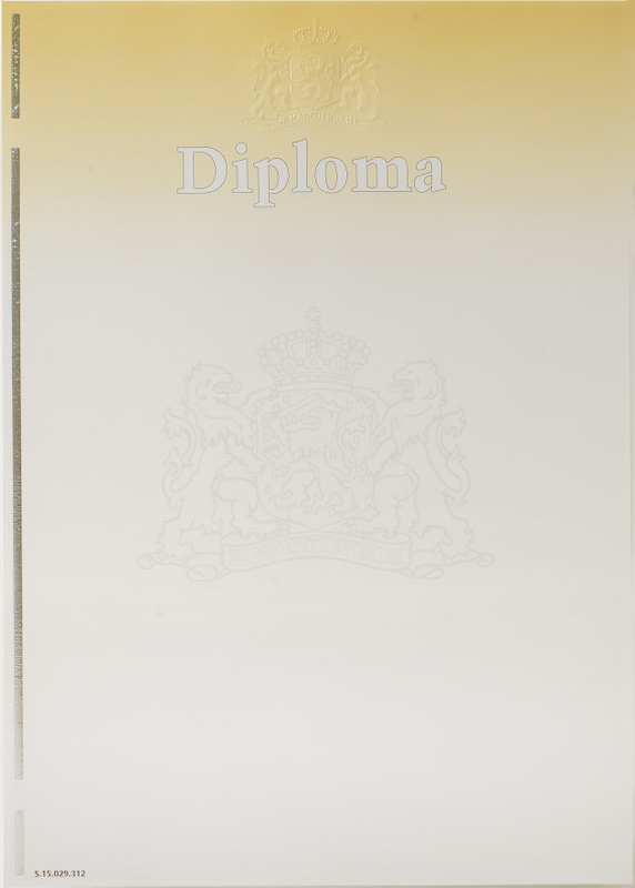 Beveiligd waardedocument diploma, 120gr, geel/grijs, met grote blinddruk en 'DIPLOMA' (pak à 100)