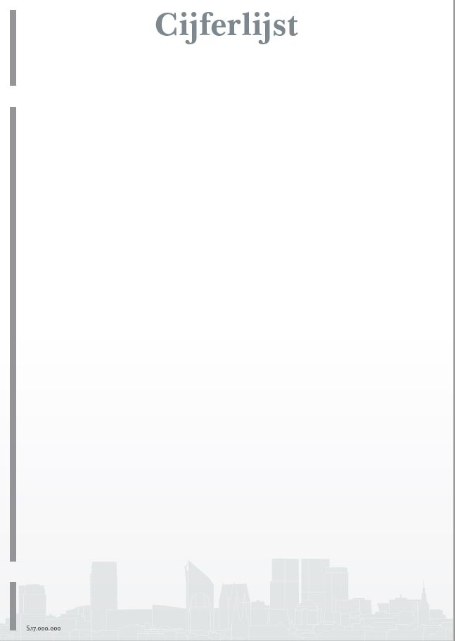 Beveiligd waardedocument, 90gr, grijs, met skyline Den Haag en titel 'Cijferlijst' (pak à 100)