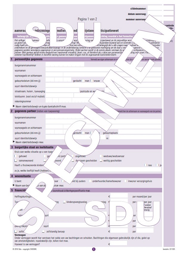 Aanvraag-/Inlichtingenformulier bijzondere bijstand (pak a 25)