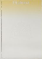 Beveiligd waardedocument met kleine tekst 'diploma' bovenaan, 120gr, geel/grijs kleurverloop, (pak à
