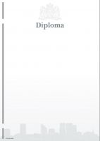 Beveiligd waardedocument diploma, 120gr, grijs, skyline Den Haag met grote blinddruk Ned. wapen en t
