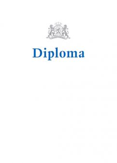 Diplomamap, wit karton, met de tekst 'Diploma' in blauw en een blinddruk (pak a 100)