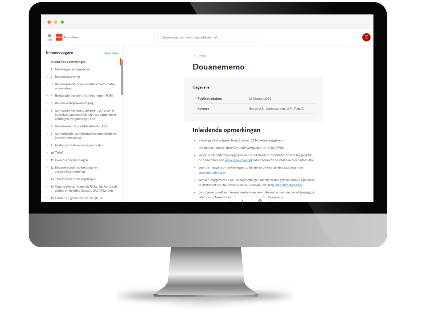 In- en Uitvoer Douanememo Online