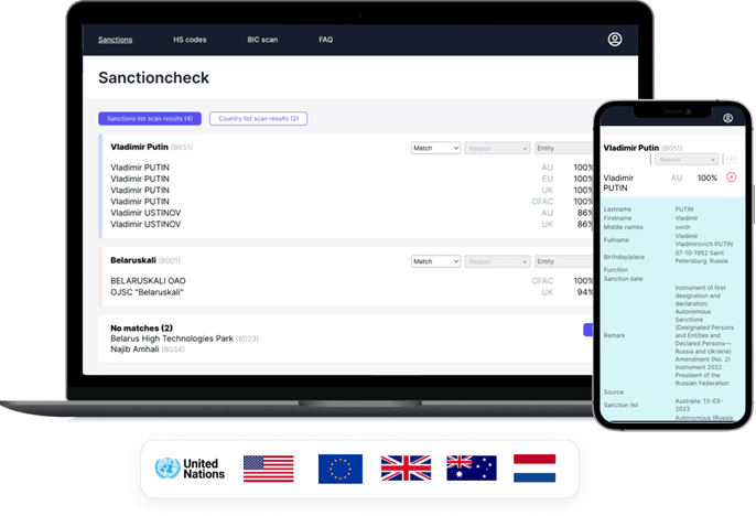 In-en Uitvoer Sanctioncheck Dualusescan